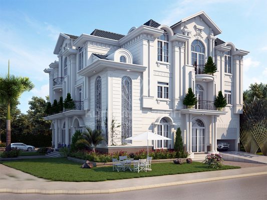 Thiết kế văn phòng 3 tầng tân cổ điển pháp đẹp